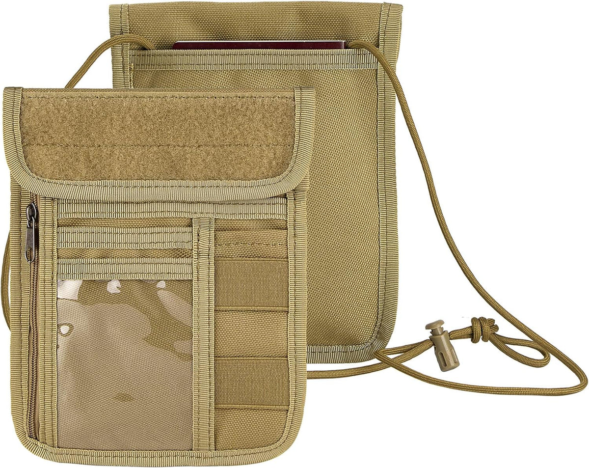 Travel Neck Wallet Tactical Passport Holder ID Card Organizer | Nylon Travel Phone Pouch