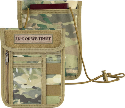 Travel Neck Wallet Tactical Passport Holder ID Card Organizer | Nylon Travel Phone Pouch