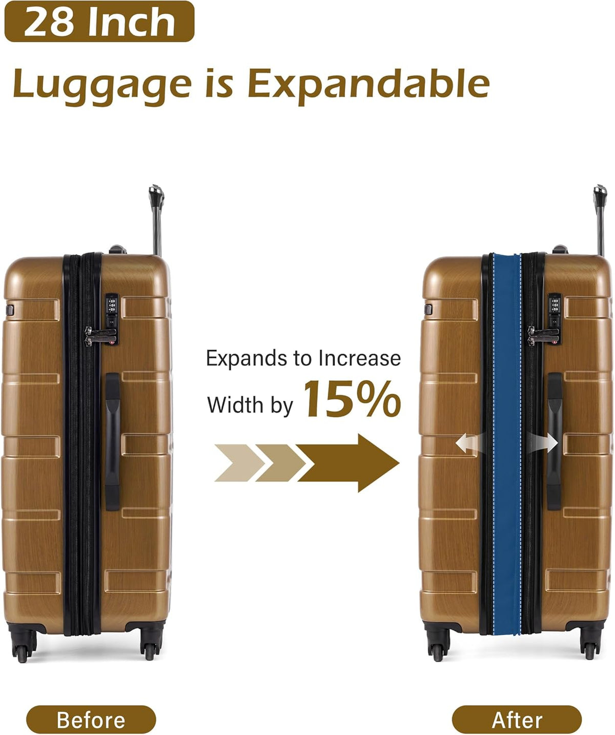 Carry On Luggage 22x14x9 Airline Approved Hardside PC+ABS Suitcase with TSA Lock, Lightweight Rolling Travel Luggage with Spinner Wheels(Caribbean Blue, 20in)