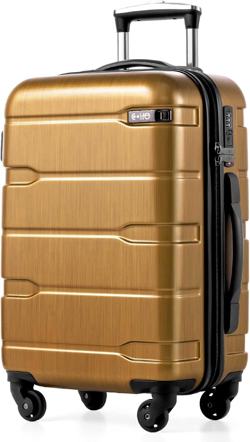 Carry On Luggage 22x14x9 Airline Approved Hardside PC+ABS Suitcase with TSA Lock, Lightweight Rolling Travel Luggage with Spinner Wheels(Caribbean Blue, 20in)