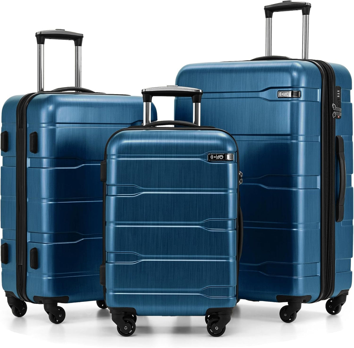 Carry On Luggage 22x14x9 Airline Approved Hardside PC+ABS Suitcase with TSA Lock, Lightweight Rolling Travel Luggage with Spinner Wheels(Caribbean Blue, 20in)