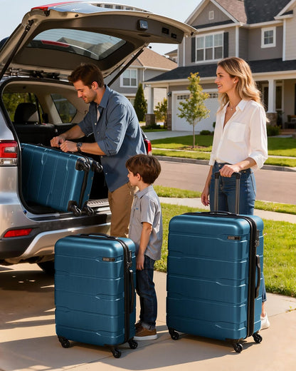 Carry On Luggage 22x14x9 Airline Approved Hardside PC+ABS Suitcase with TSA Lock, Lightweight Rolling Travel Luggage with Spinner Wheels(Caribbean Blue, 20in)