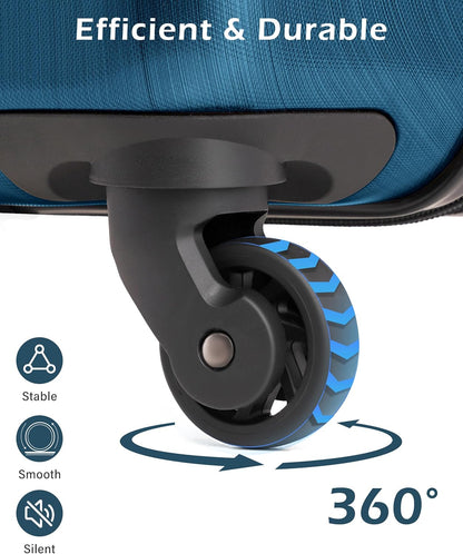 Carry On Luggage 22x14x9 Airline Approved Hardside PC+ABS Suitcase with TSA Lock, Lightweight Rolling Travel Luggage with Spinner Wheels(Caribbean Blue, 20in)
