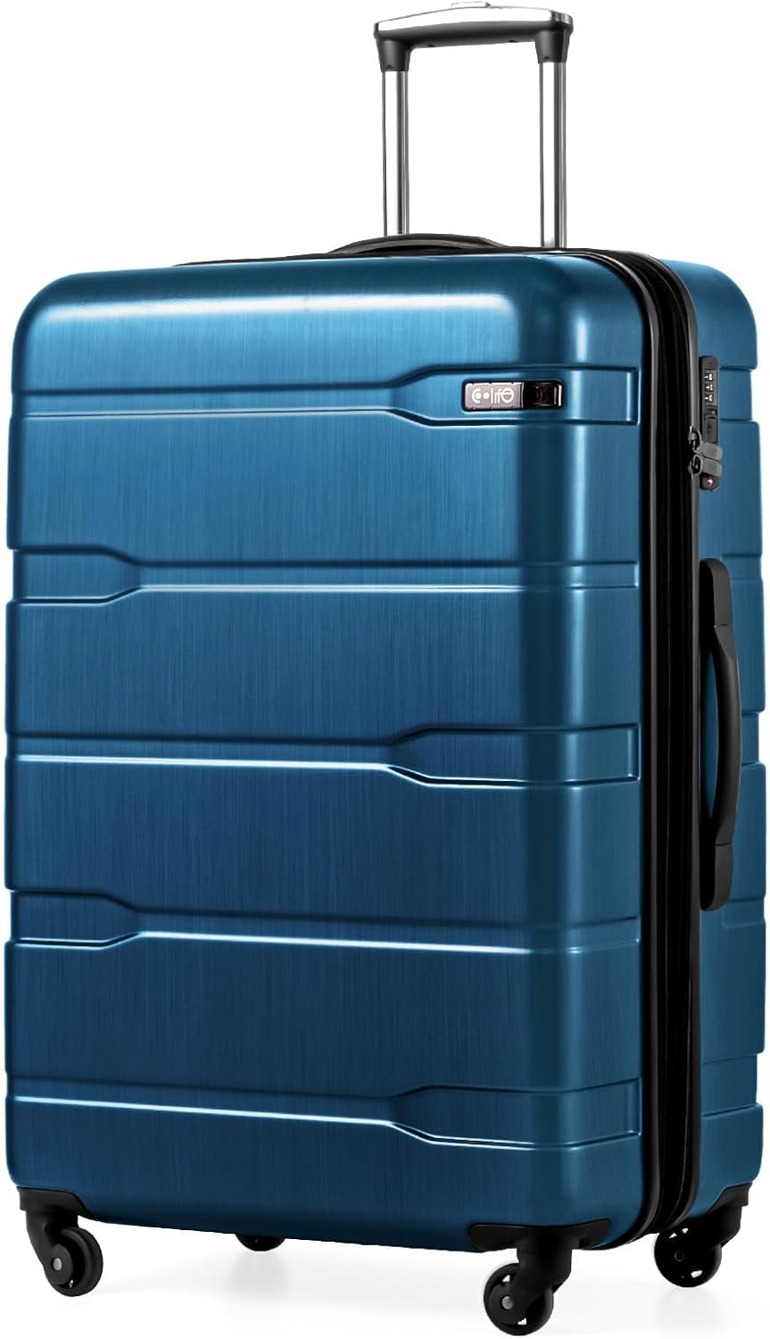 Carry On Luggage 22x14x9 Airline Approved Hardside PC+ABS Suitcase with TSA Lock, Lightweight Rolling Travel Luggage with Spinner Wheels(Caribbean Blue, 20in)