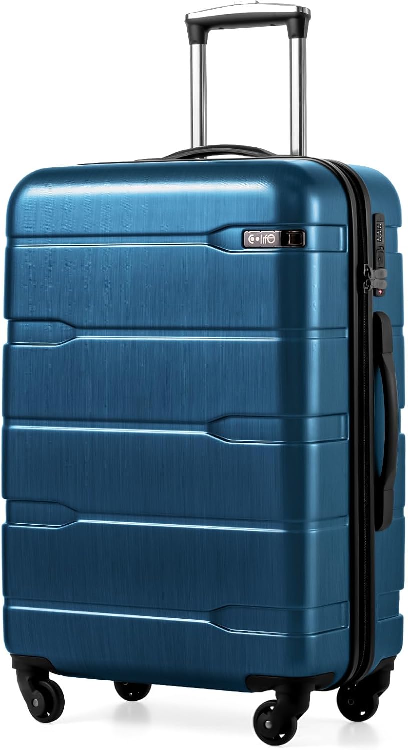 Carry On Luggage 22x14x9 Airline Approved Hardside PC+ABS Suitcase with TSA Lock, Lightweight Rolling Travel Luggage with Spinner Wheels(Caribbean Blue, 20in)