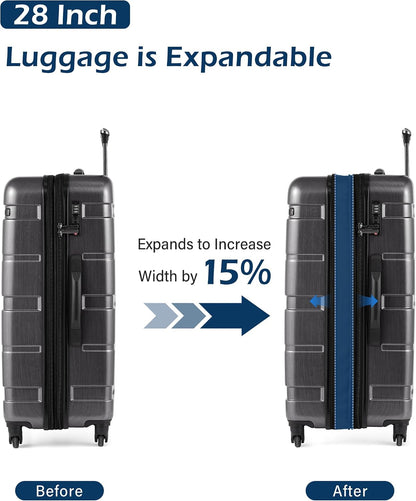 Carry On Luggage 22x14x9 Airline Approved Hardside PC+ABS Suitcase with TSA Lock, Lightweight Rolling Travel Luggage with Spinner Wheels(Caribbean Blue, 20in)