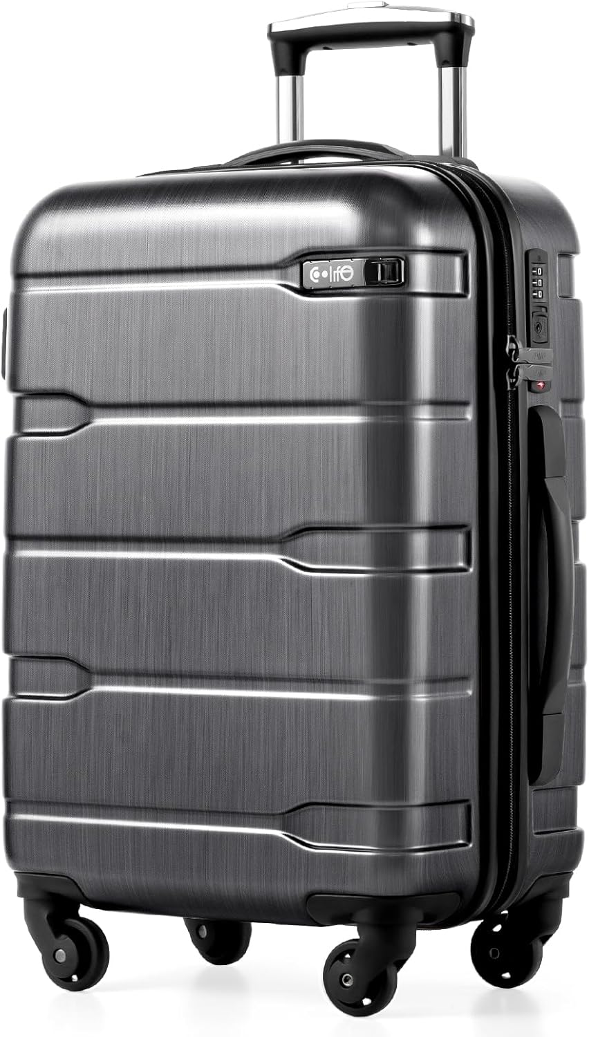 Carry On Luggage 22x14x9 Airline Approved Hardside PC+ABS Suitcase with TSA Lock, Lightweight Rolling Travel Luggage with Spinner Wheels(Caribbean Blue, 20in)