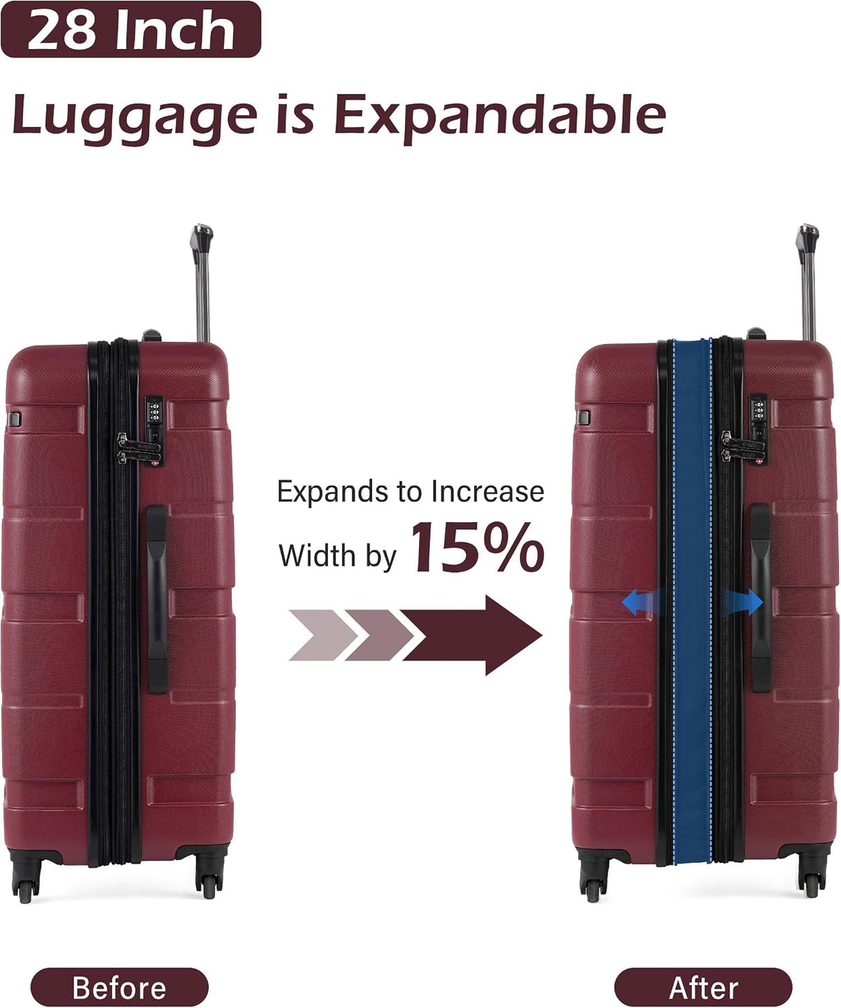Carry On Luggage 22x14x9 Airline Approved Hardside PC+ABS Suitcase with TSA Lock, Lightweight Rolling Travel Luggage with Spinner Wheels(Caribbean Blue, 20in)