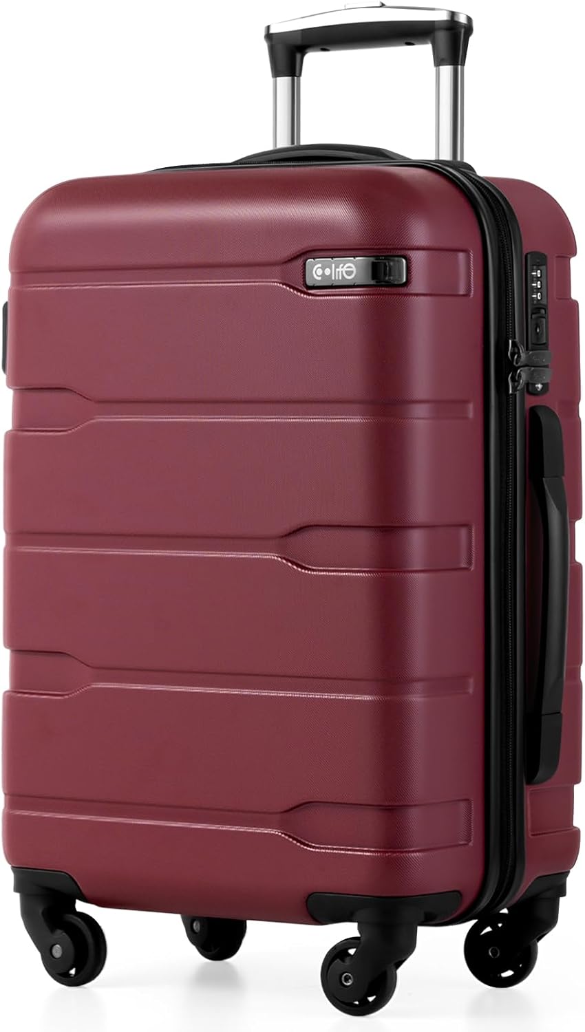Carry On Luggage 22x14x9 Airline Approved Hardside PC+ABS Suitcase with TSA Lock, Lightweight Rolling Travel Luggage with Spinner Wheels(Caribbean Blue, 20in)