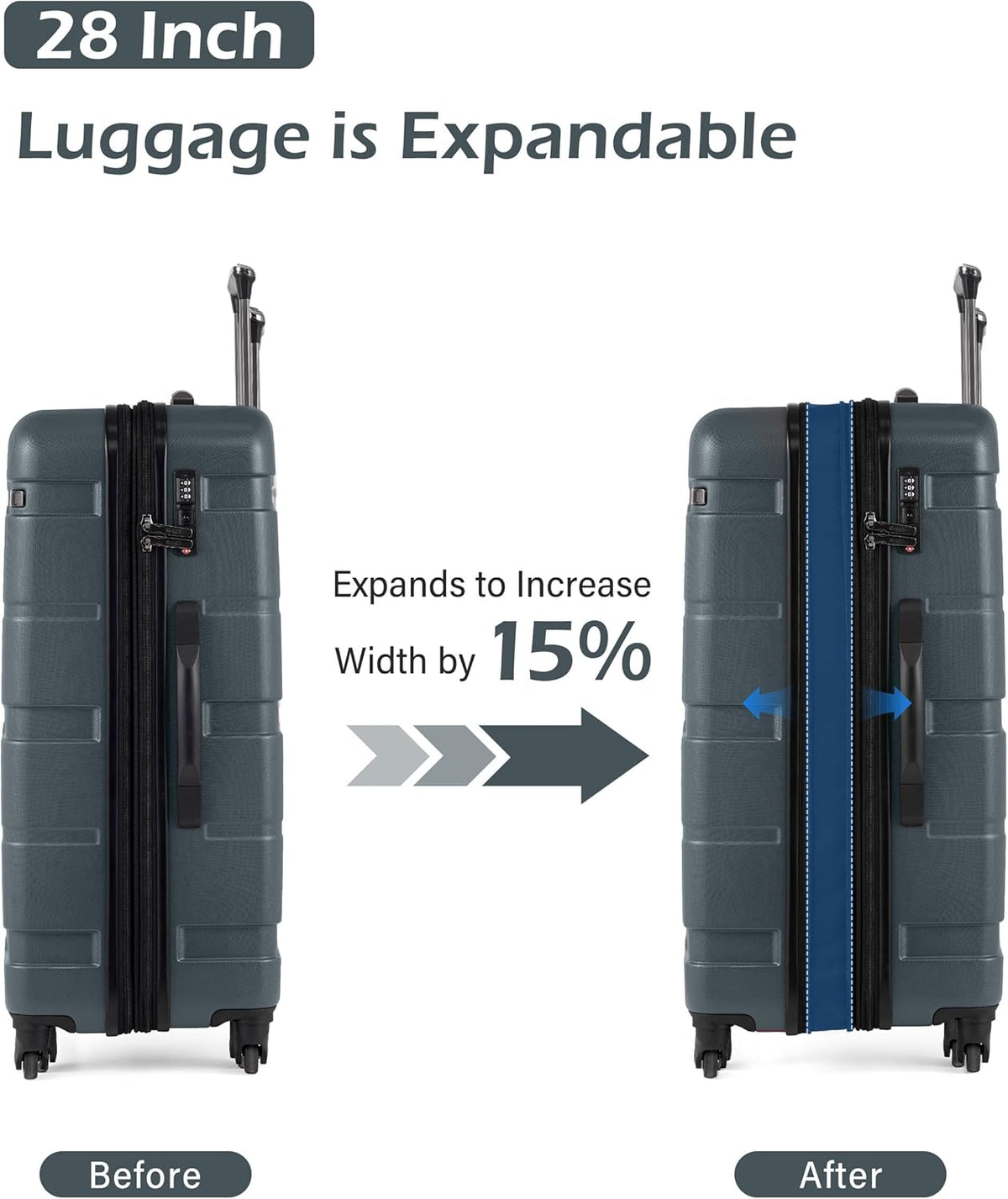 Carry On Luggage 22x14x9 Airline Approved Hardside PC+ABS Suitcase with TSA Lock, Lightweight Rolling Travel Luggage with Spinner Wheels(Caribbean Blue, 20in)