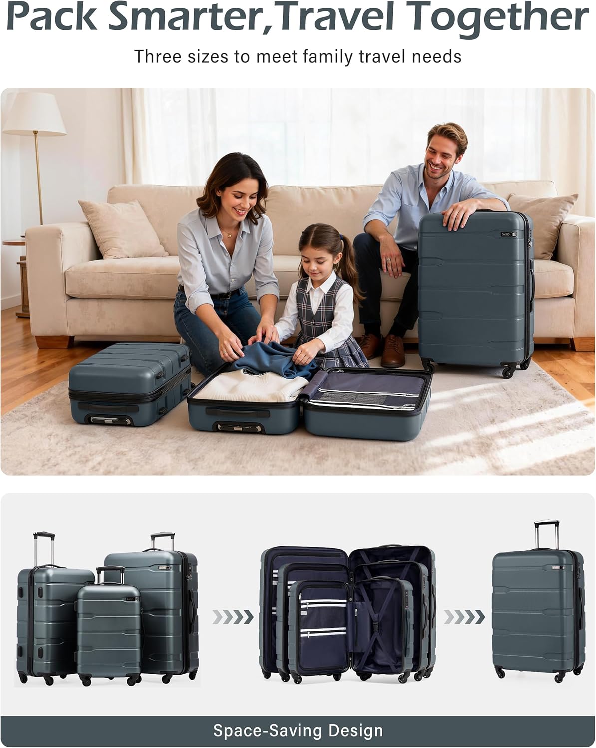 Carry On Luggage 22x14x9 Airline Approved Hardside PC+ABS Suitcase with TSA Lock, Lightweight Rolling Travel Luggage with Spinner Wheels(Caribbean Blue, 20in)