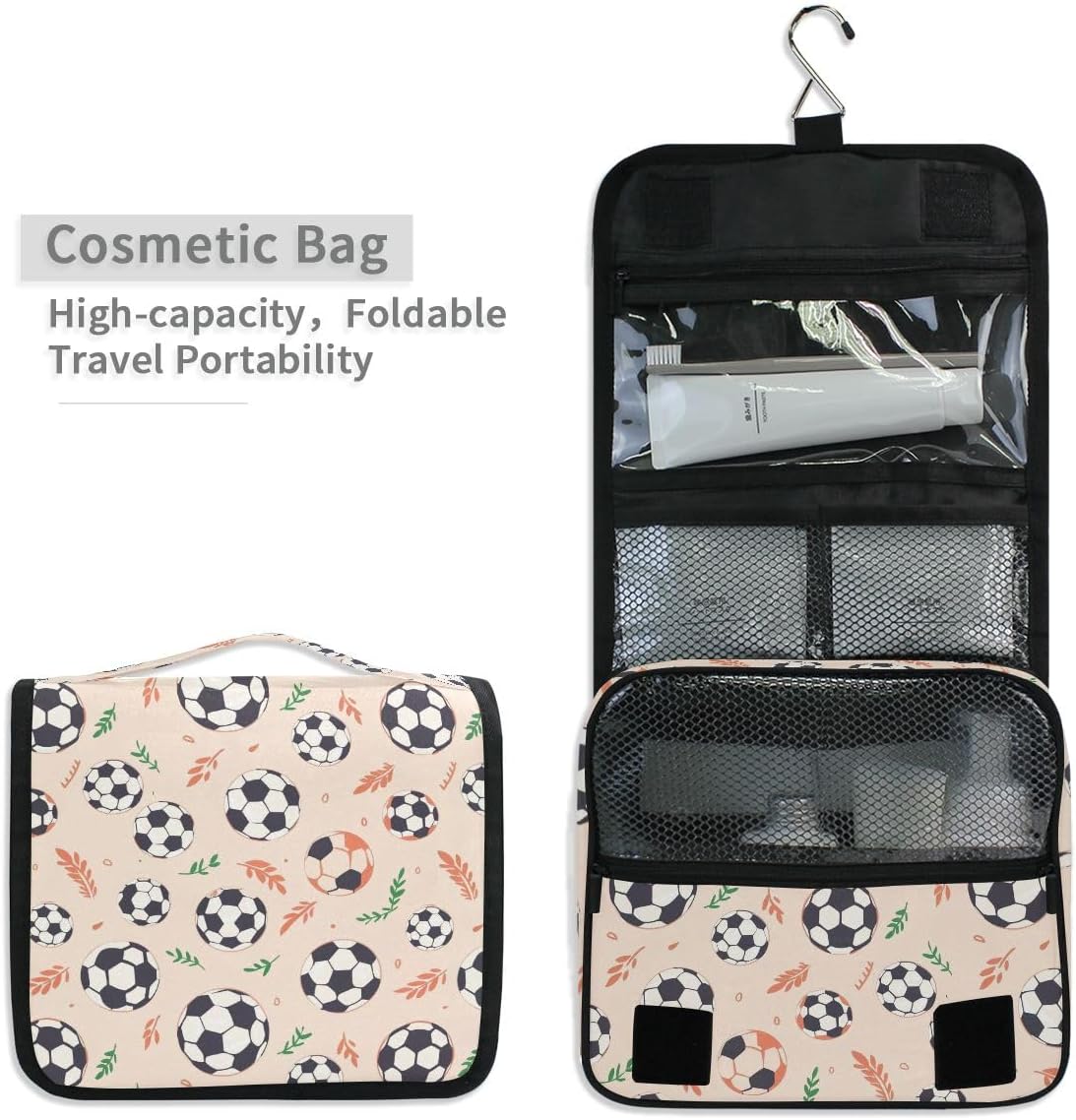 Hanging Travel Toiletry Bag Kit Makeup Case Cosmetics Organizer for Men Women (cow pattern)