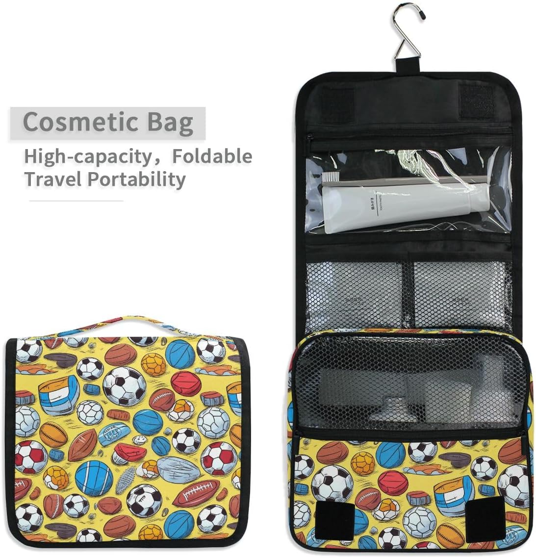 Hanging Travel Toiletry Bag Kit Makeup Case Cosmetics Organizer for Men Women (cow pattern)