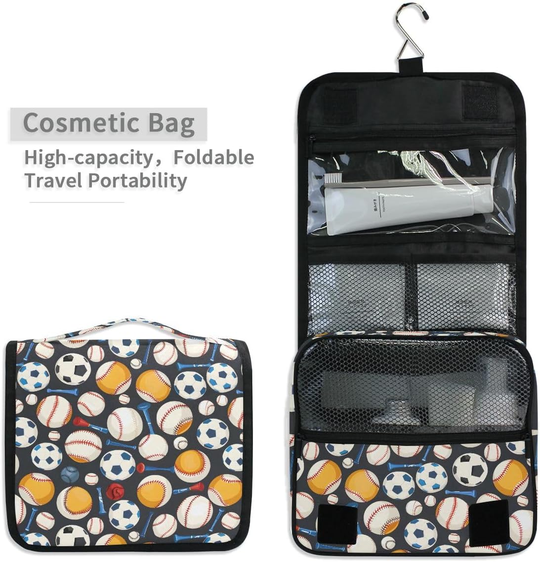 Hanging Travel Toiletry Bag Kit Makeup Case Cosmetics Organizer for Men Women (cow pattern)
