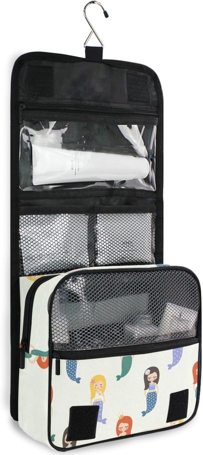 Hanging Travel Toiletry Bag Kit Makeup Case Cosmetics Organizer for Men Women (cow pattern)