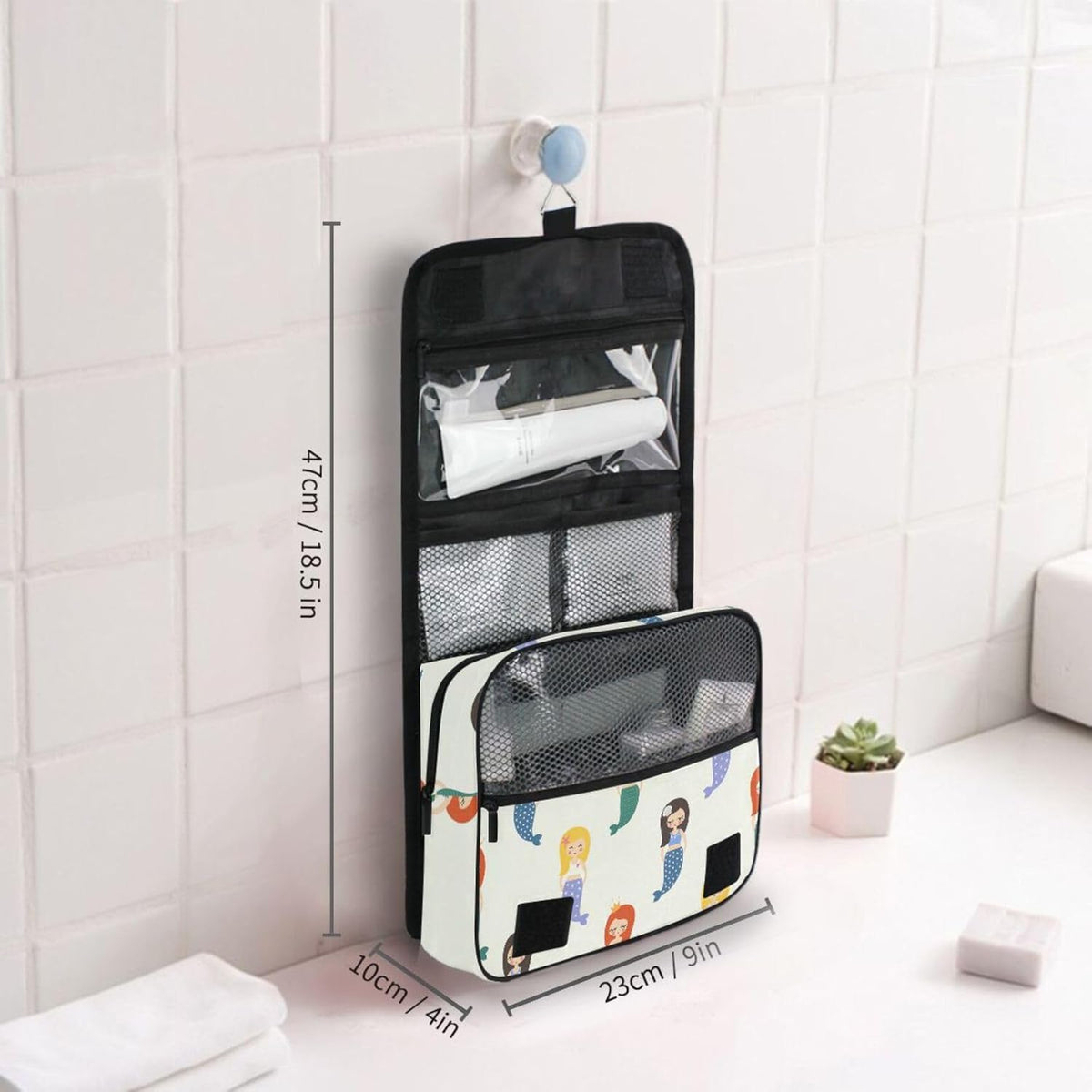 Hanging Travel Toiletry Bag Kit Makeup Case Cosmetics Organizer for Men Women (cow pattern)