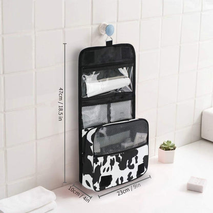 Hanging Travel Toiletry Bag Kit Makeup Case Cosmetics Organizer for Men Women (cow pattern)