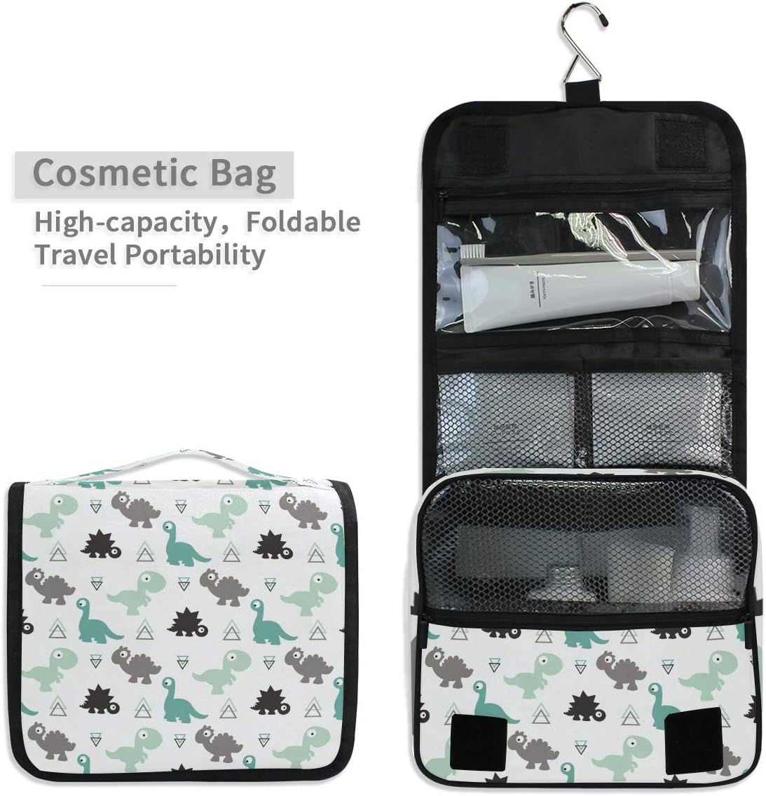 Hanging Travel Toiletry Bag Kit Makeup Case Cosmetics Organizer for Men Women (cow pattern)