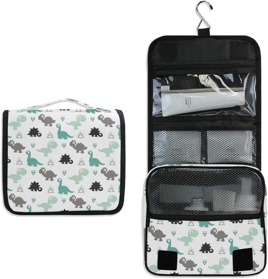 Hanging Travel Toiletry Bag Kit Makeup Case Cosmetics Organizer for Men Women (cow pattern)