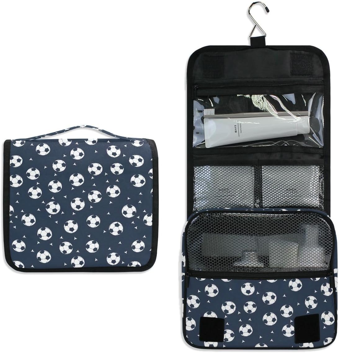 Hanging Travel Toiletry Bag Kit Makeup Case Cosmetics Organizer for Men Women (cow pattern)
