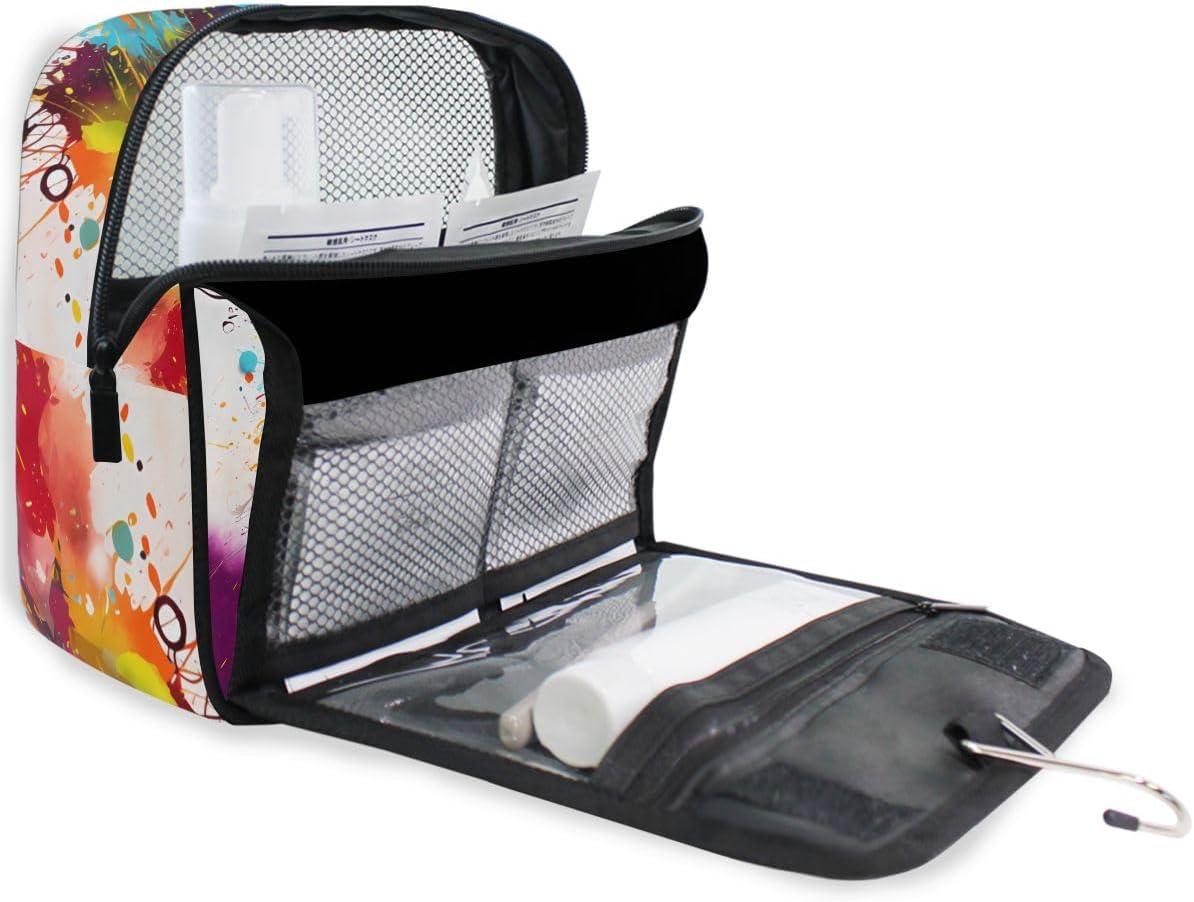 Hanging Travel Toiletry Bag Kit Makeup Case Cosmetics Organizer for Men Women (cow pattern)