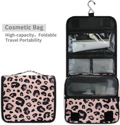 Hanging Travel Toiletry Bag Kit Makeup Case Cosmetics Organizer for Men Women (cow pattern)