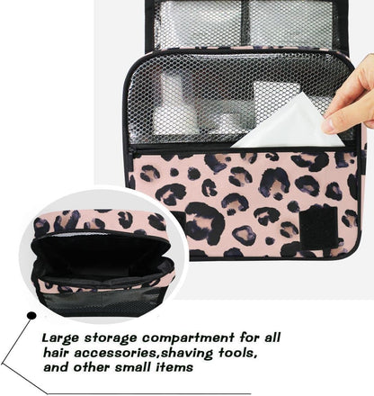 Hanging Travel Toiletry Bag Kit Makeup Case Cosmetics Organizer for Men Women (cow pattern)