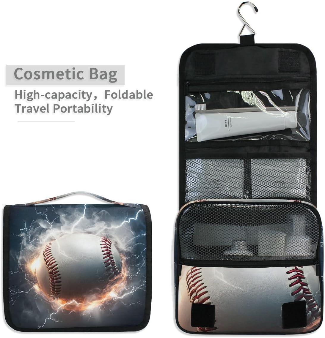 Hanging Travel Toiletry Bag Kit Makeup Case Cosmetics Organizer for Men Women (cow pattern)
