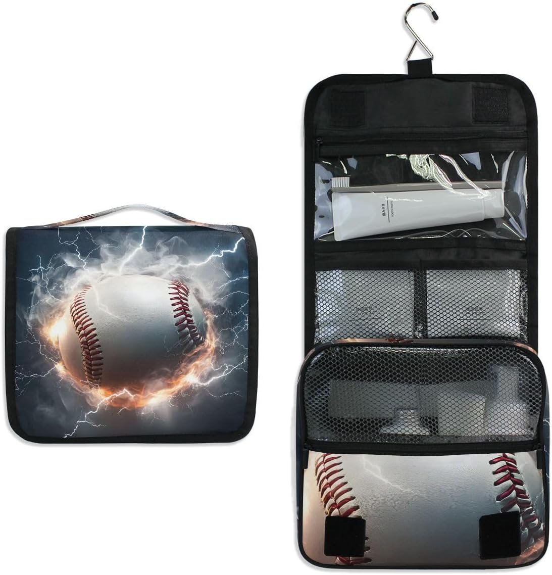 Hanging Travel Toiletry Bag Kit Makeup Case Cosmetics Organizer for Men Women (cow pattern)