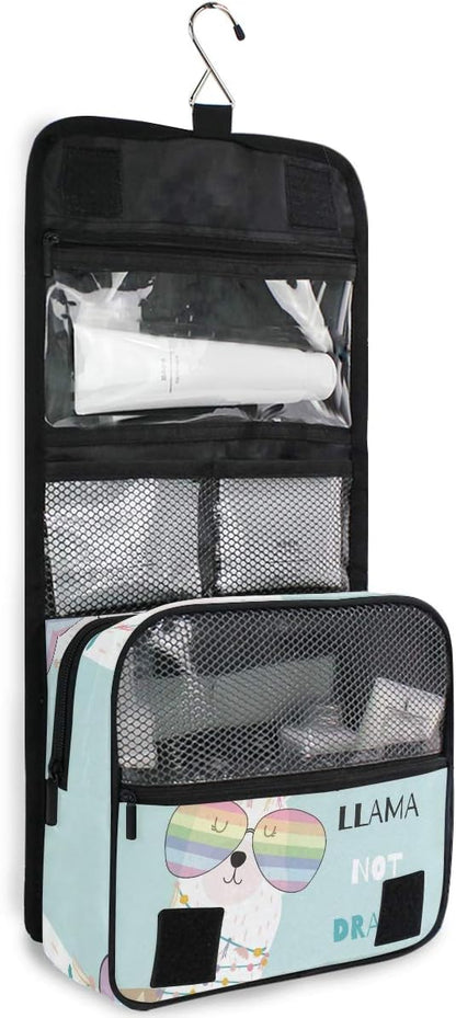 Hanging Travel Toiletry Bag Kit Makeup Case Cosmetics Organizer for Men Women (cow pattern)