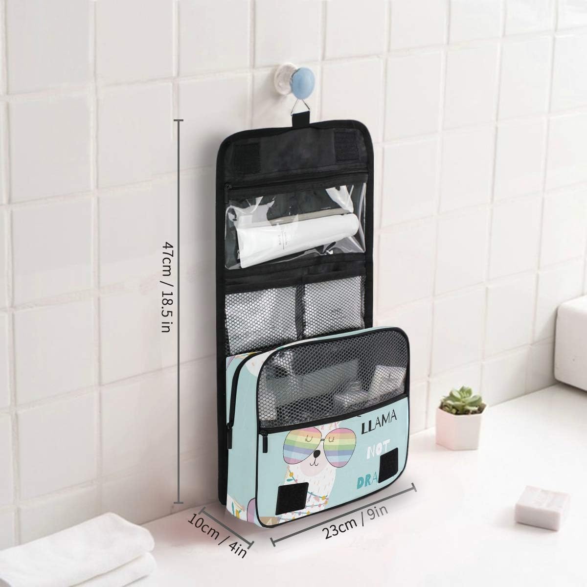 Hanging Travel Toiletry Bag Kit Makeup Case Cosmetics Organizer for Men Women (cow pattern)