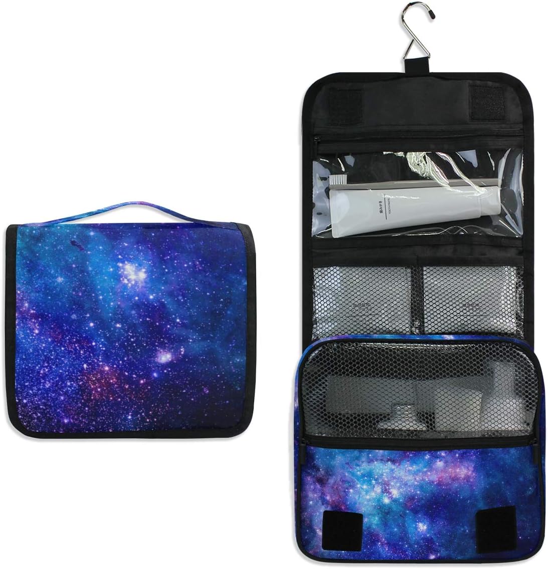 Hanging Travel Toiletry Bag Kit Makeup Case Cosmetics Organizer for Men Women (cow pattern)
