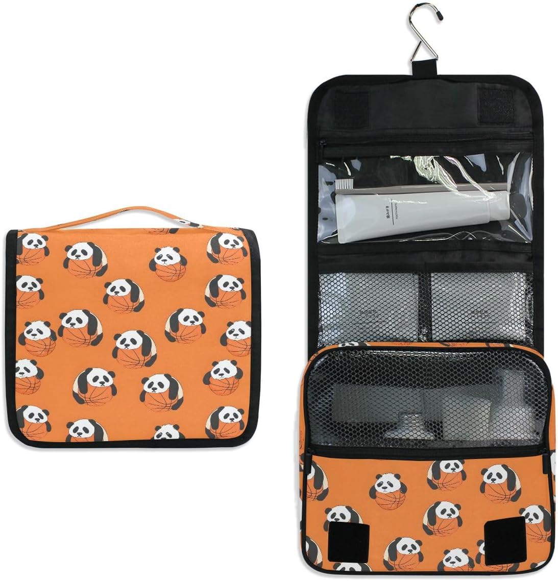 Hanging Travel Toiletry Bag Kit Makeup Case Cosmetics Organizer for Men Women (cow pattern)
