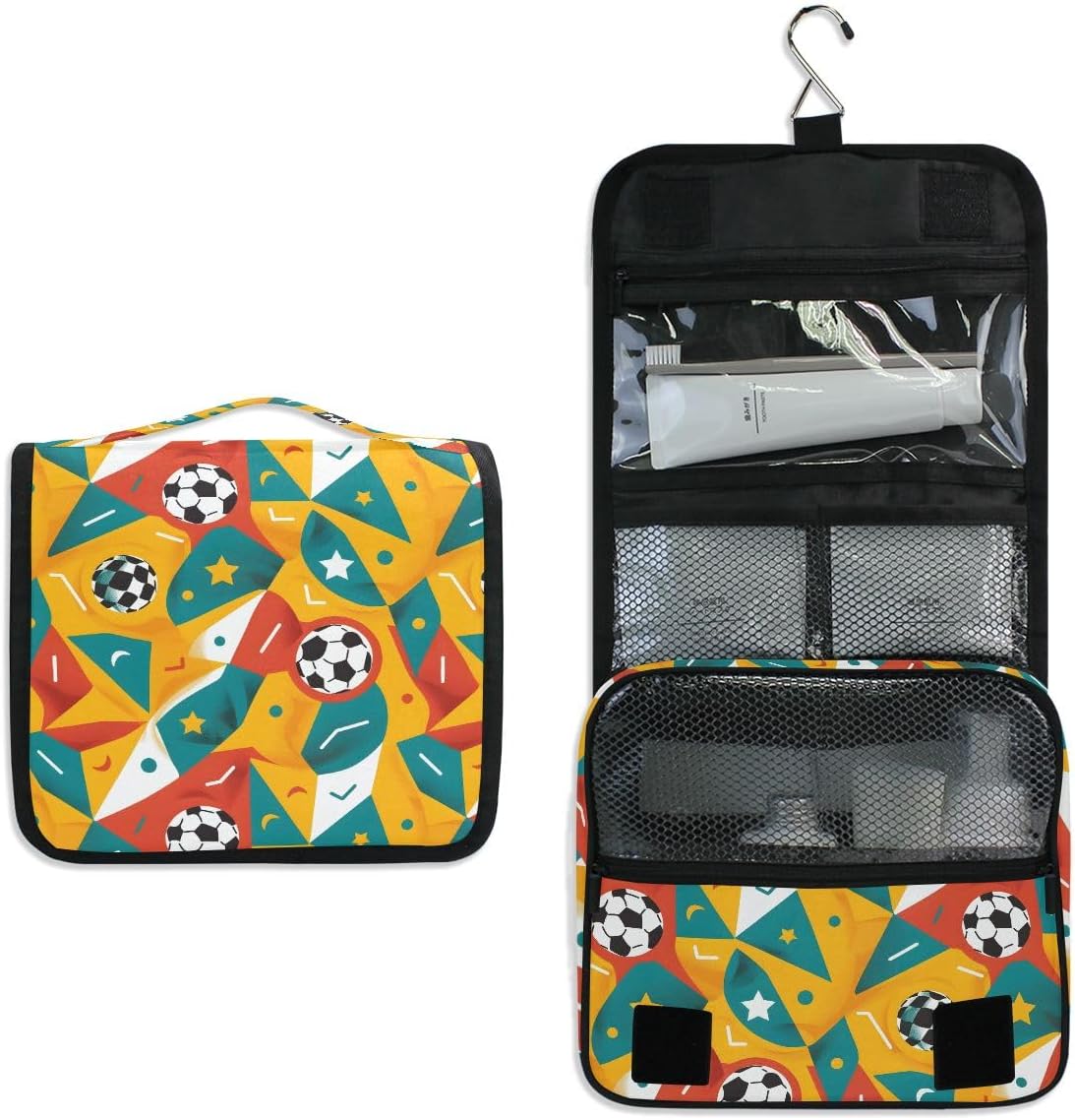 Hanging Travel Toiletry Bag Kit Makeup Case Cosmetics Organizer for Men Women (cow pattern)