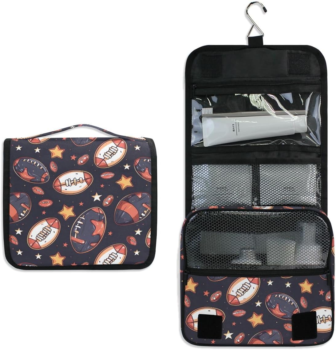 Hanging Travel Toiletry Bag Kit Makeup Case Cosmetics Organizer for Men Women (cow pattern)