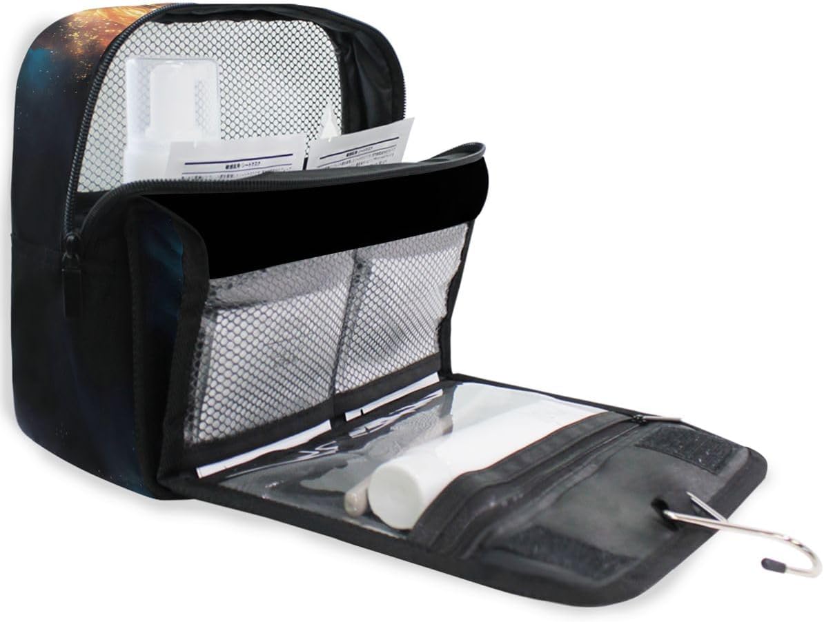 Hanging Travel Toiletry Bag Kit Makeup Case Cosmetics Organizer for Men Women (cow pattern)