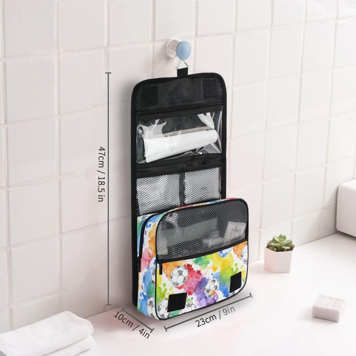 Hanging Travel Toiletry Bag Kit Makeup Case Cosmetics Organizer for Men Women (cow pattern)