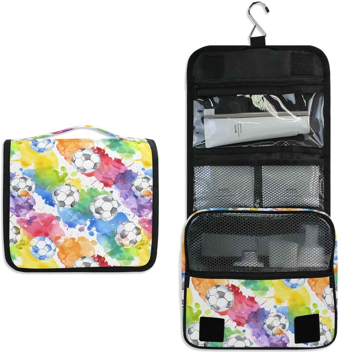 Hanging Travel Toiletry Bag Kit Makeup Case Cosmetics Organizer for Men Women (cow pattern)