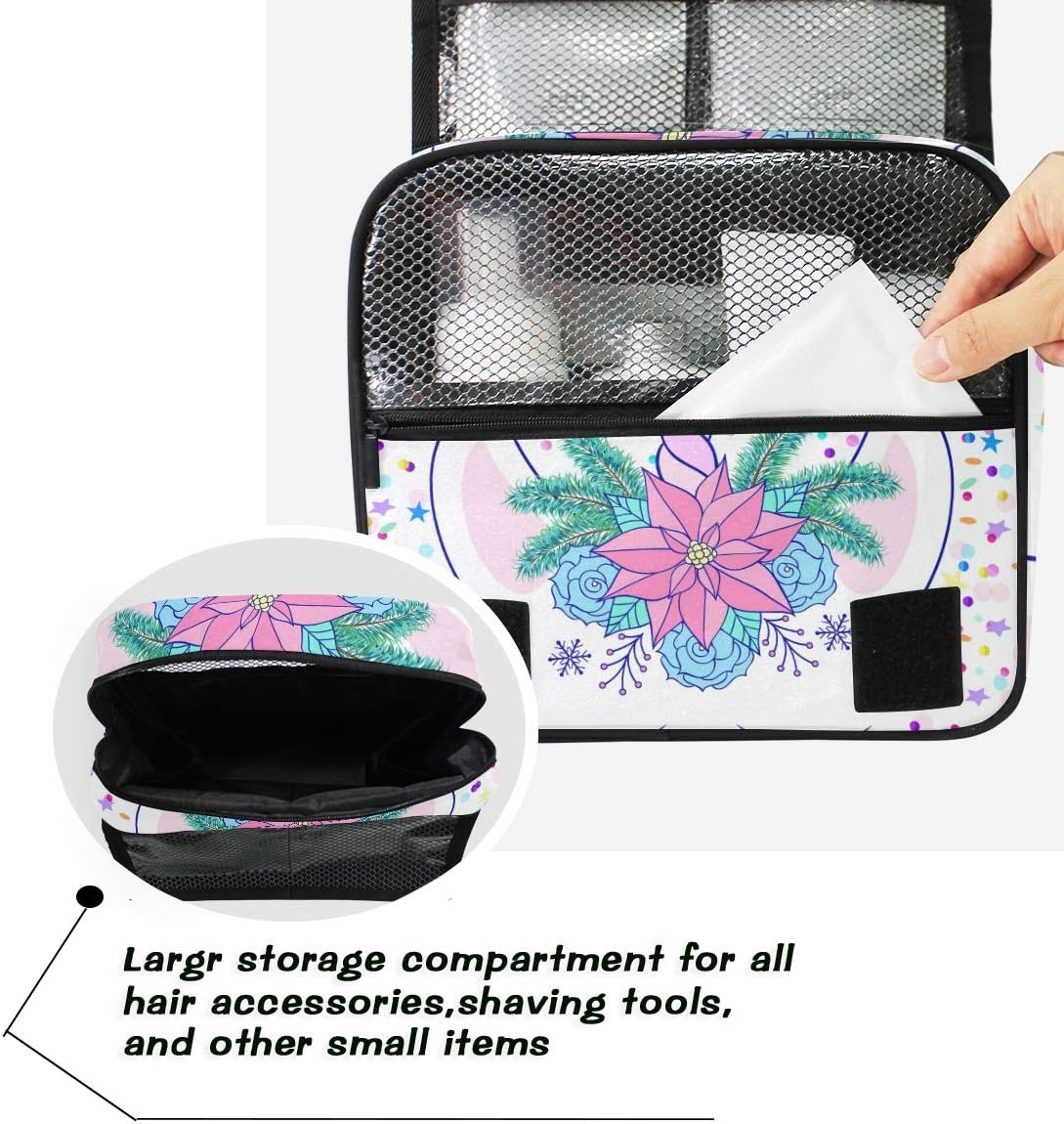 Hanging Travel Toiletry Bag Kit Makeup Case Cosmetics Organizer for Men Women (cow pattern)