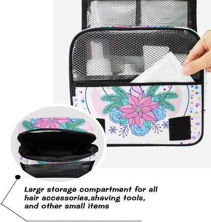 Hanging Travel Toiletry Bag Kit Makeup Case Cosmetics Organizer for Men Women (cow pattern)