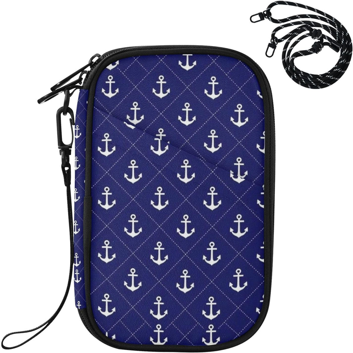 Travel Document Organizer 21×14×3 CM | Polyester Oxford Sturdy Shape Multi-Way Carry for Men Women Outdoor Navy Berth
