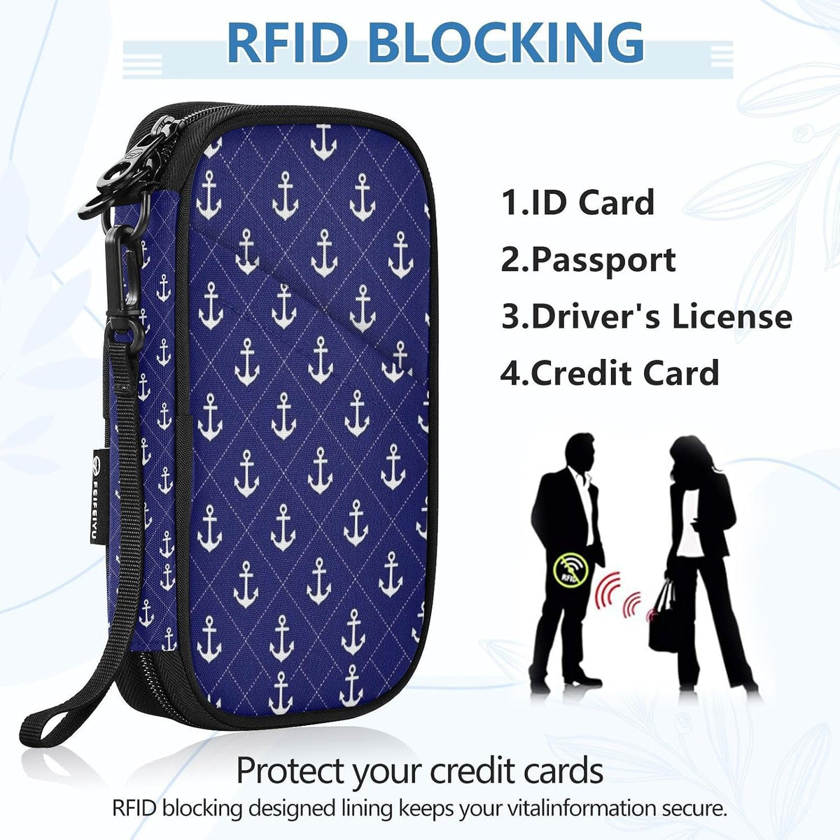 Travel Document Organizer 21×14×3 CM | Polyester Oxford Sturdy Shape Multi-Way Carry for Men Women Outdoor Navy Berth