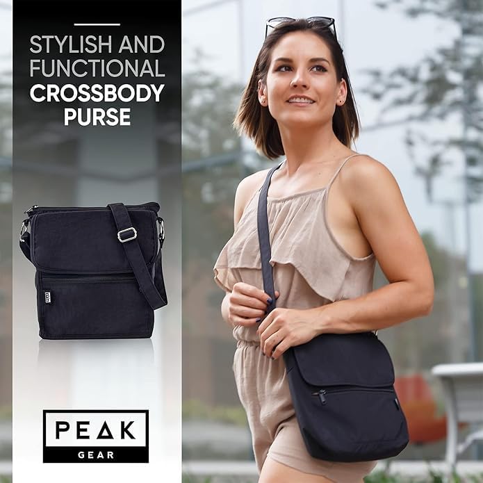 Crossbody Travel Purse with RFID Blocking Pocket and Lifetime Recovery Service. Nylon Shoulder Bag