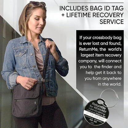 Crossbody Travel Purse with RFID Blocking Pocket and Lifetime Recovery Service. Nylon Shoulder Bag