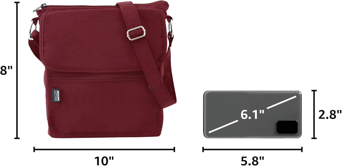 Crossbody Travel Purse with RFID Blocking Pocket and Lifetime Recovery Service. Nylon Shoulder Bag