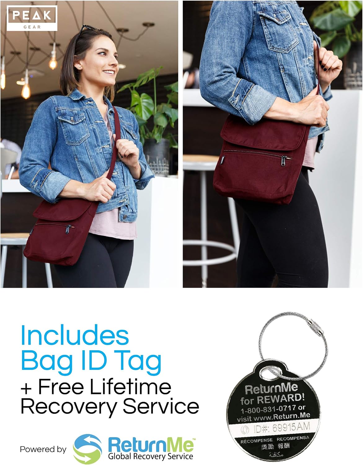 Crossbody Travel Purse with RFID Blocking Pocket and Lifetime Recovery Service. Nylon Shoulder Bag