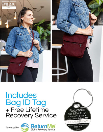 Crossbody Travel Purse with RFID Blocking Pocket and Lifetime Recovery Service. Nylon Shoulder Bag