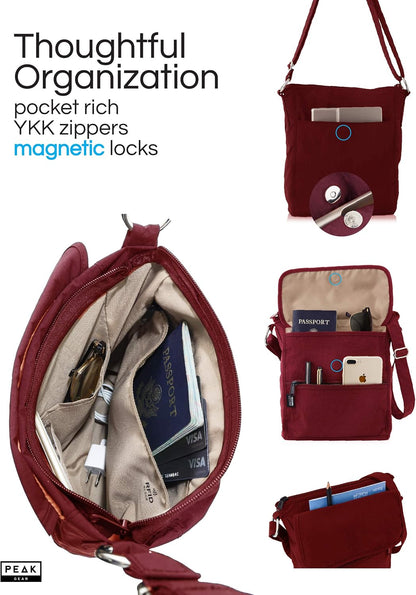 Crossbody Travel Purse with RFID Blocking Pocket and Lifetime Recovery Service. Nylon Shoulder Bag