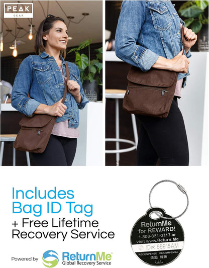 Crossbody Travel Purse with RFID Blocking Pocket and Lifetime Recovery Service. Nylon Shoulder Bag