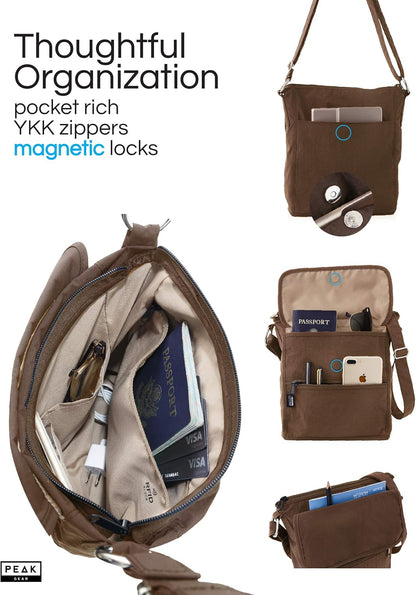 Crossbody Travel Purse with RFID Blocking Pocket and Lifetime Recovery Service. Nylon Shoulder Bag